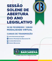 SESSÃO SOLENE DO 1° PERÍODO LEGISLATIVO DE 2021.
